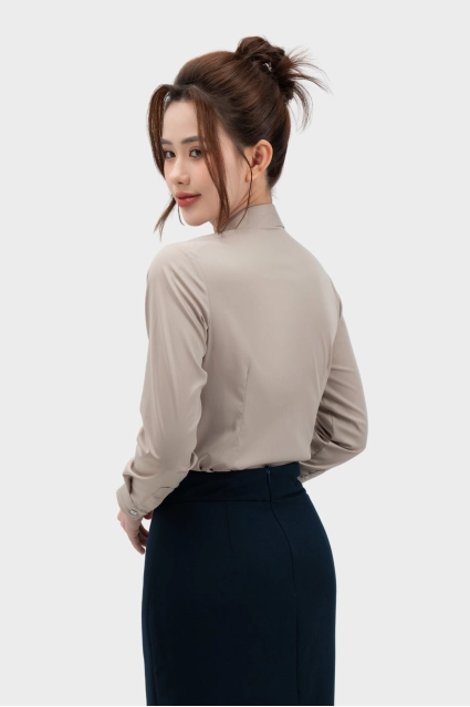 Áo sơ mi nữ Thái Hòa 25ASW-266 chất liệu cotton vải gân sọc chìm không nẹp cao cấp nhiều màu