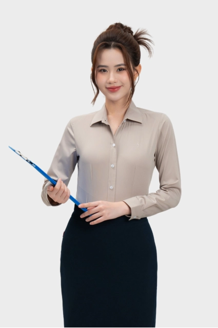 Áo sơ mi nữ Thái Hòa 25ASW-266 chất liệu cotton vải gân sọc chìm không nẹp cao cấp nhiều màu