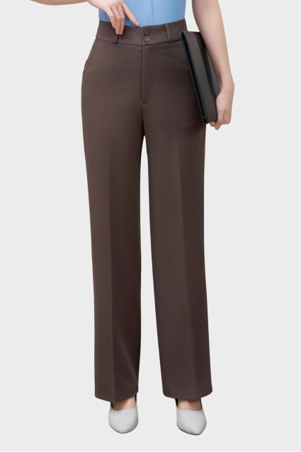 Quần ống suông nữ 25QAW-274 chất liệu vỏ hàu cạp cao 5 phân 2 cúc bản cạp trên rốn Thái Hòa