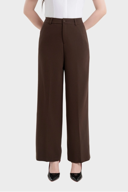 Quần ống suông nữ 25QAW-277 Thái Hòa chất liệu Rayol phối Spandex cạp cao trên rốn bản cạp 1 cúc