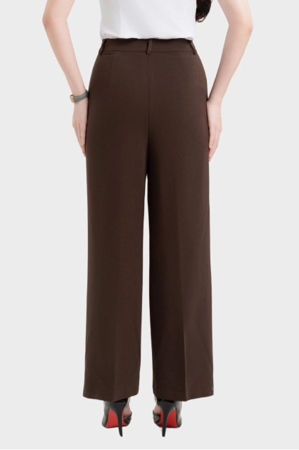 Quần ống suông nữ 25QAW-277 Thái Hòa chất liệu Rayol phối Spandex cạp cao trên rốn bản cạp 1 cúc