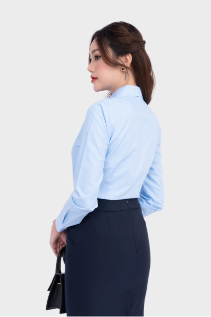 Áo sơ mi nữ công sở form ôm cotton dài tay Thái Hòa ASW0101-R01