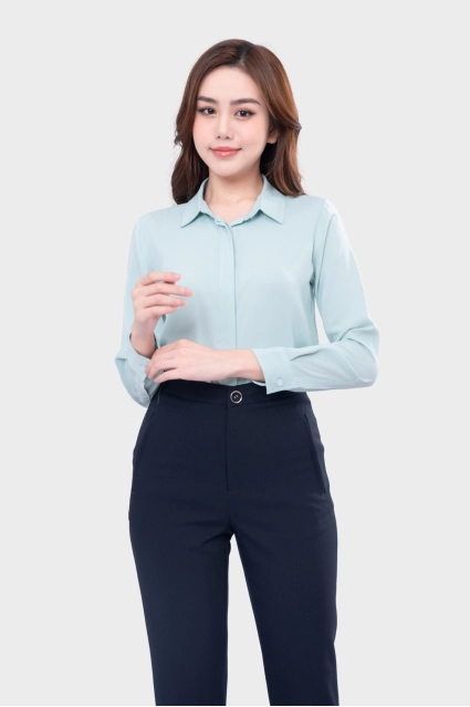 Áo sơ mi nữ công sở dài tay Thái Hòa sợi sen kháng tia UV nhiều màu ASW0101-R17