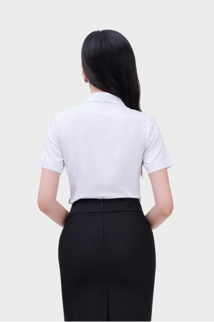 Áo sơ mi ngắn tay nữ form ôm sợi Lavender cao cấp Thái Hòa 24ASW-231