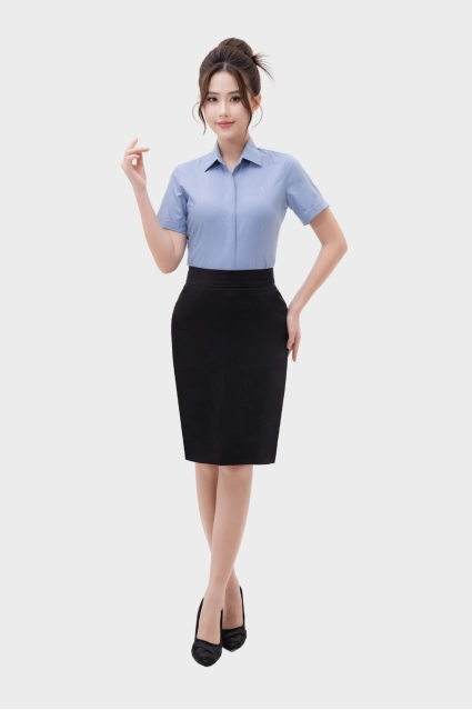 Áo sơ mi ngắn tay nữ Cà phê Nano cao cấp Thái Hòa 24ASW-254