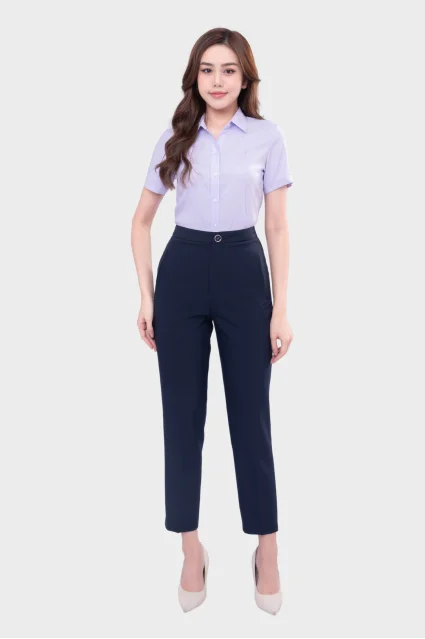 Áo sơ mi nữ cộc tay công sở cổ đức Thái Hòa sợi tre form regular ASW0301-R06
