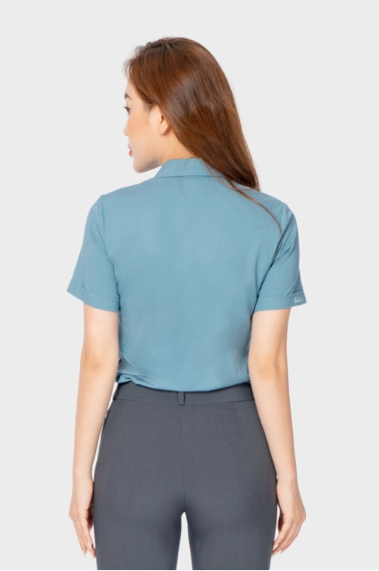 Áo sơ mi nữ ngắn tay công sở Thái Hòa sợi tre kẻ ô chìm nhiều màu ASW0301-R12