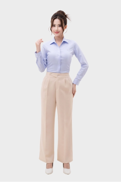 Áo sơ mi các màu nữ công sở Thái Hòa thiết kế giấu cúc dài tay sợi tre 23ASW-103