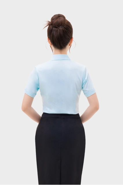 Áo sơ mi trắng nữ công sở ngắn tay cổ đức vải sợi tre cao cấp 23ASW-218