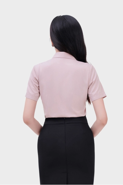 Áo sơ mi nữ ngắn tay cổ đức sợi Bạc Hà Thái Hòa 24ASW-230