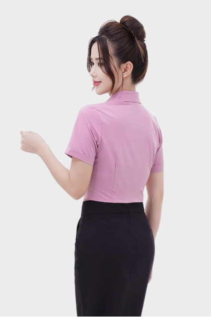 Áo sơ mi nữ ngắn tay AB Siro vải kẻ ngang dệt chìm cao cấp Thái Hòa 24ASW-248