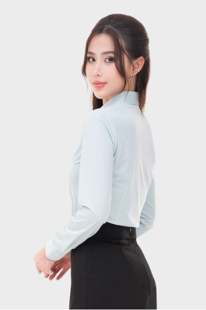 Áo sơ mi nữ dài tay sợi than tre cao cấp kẻ sọc nhỡ Thái Hòa 24ASW-251