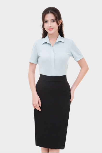 Áo sơ mi nữ ngắn tay sợi Than tre co giãn 4 chiều cao cấp Thái Hòa 24ASW-252