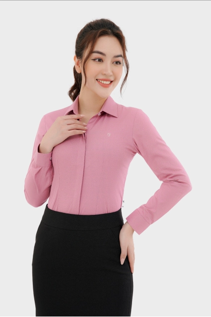 Áo sơ mi nữ dài tay nhiều màu vải kẻ chìm sợi tre cao cấp Thái Hòa ASW0101-R12