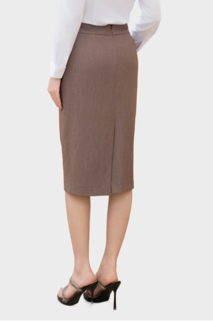 Chân váy nữ Thái Hòa 25CVW-260 dáng bút chì dài màu nâu tiêu 2 lớp