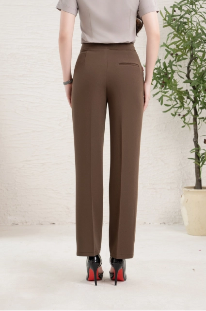 Quần tây nữ Thái Hòa 25QAW-278 ống đứng chất liệu Rayon Spandex cạp cao trên rốn 1 cúc lệch cao cấp