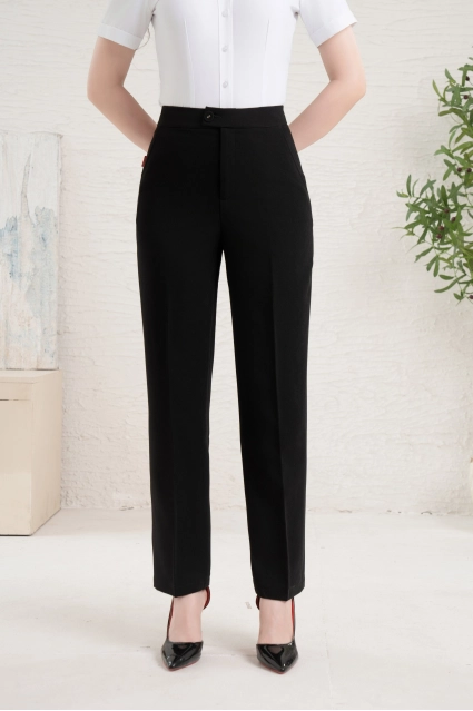 Quần tây nữ Thái Hòa 25QAW-278 ống đứng chất liệu Rayon Spandex cạp cao trên rốn 1 cúc lệch cao cấp