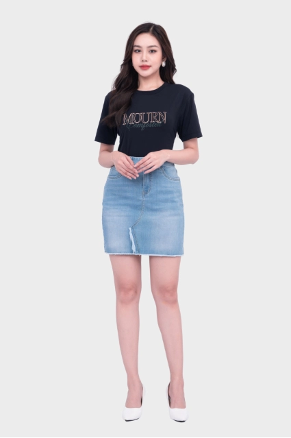 Chân Váy Jean Công Sở Dáng Ngắn 23CJW-101