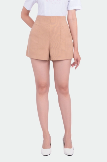 Quần đùi nữ nâu be vải tuyết mưa Thái Hòa 23QSW-110